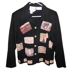 Country Wear Casuals Paris Button Front Linen Blend‎ Long Sleeve Shirt Petite M